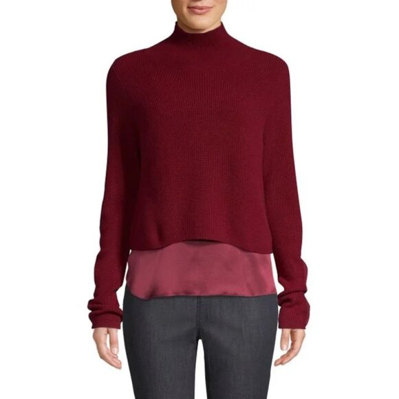 NWT$348 Elie Tahari Casper Long Sleeve Cashmere Turtleneck Crop Sweater M - Picture 1 of 9
